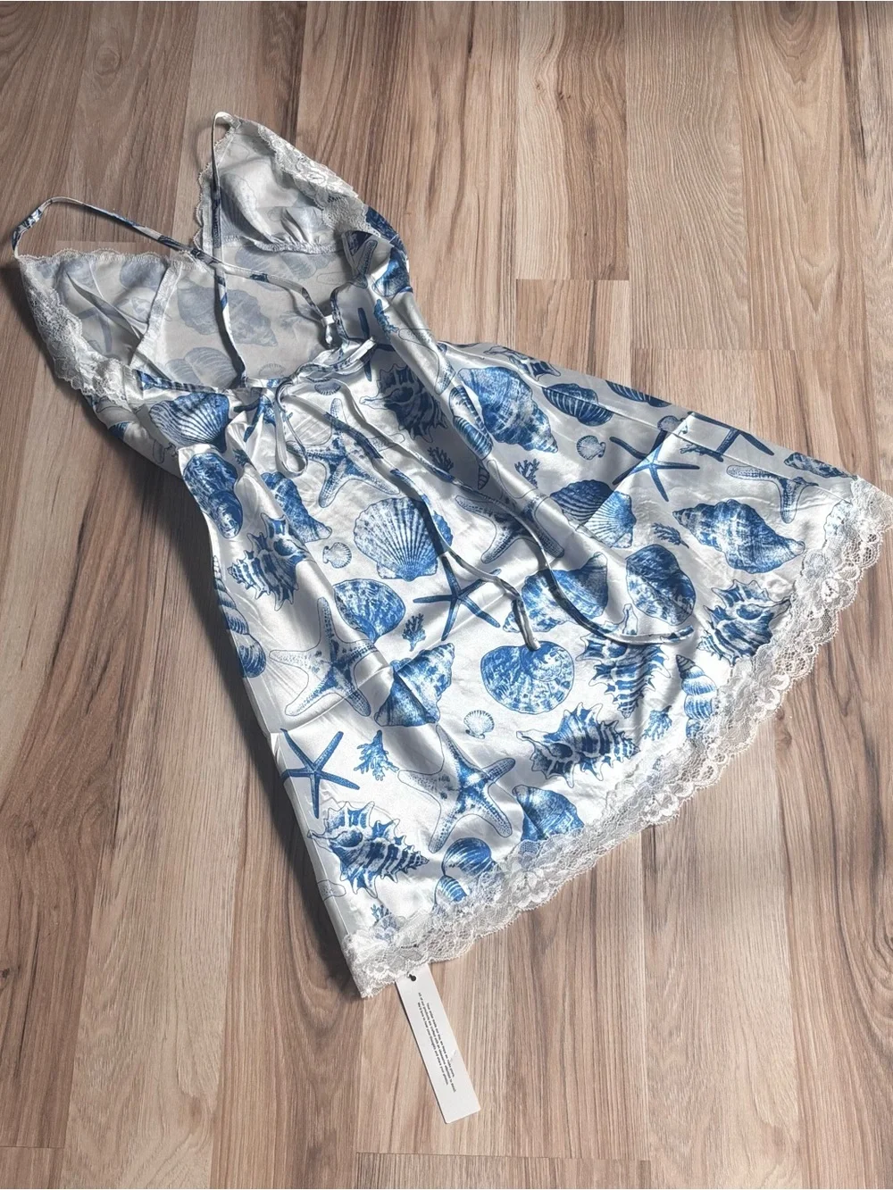 Amazon Blue & White Seashell Lace-Trim Slip